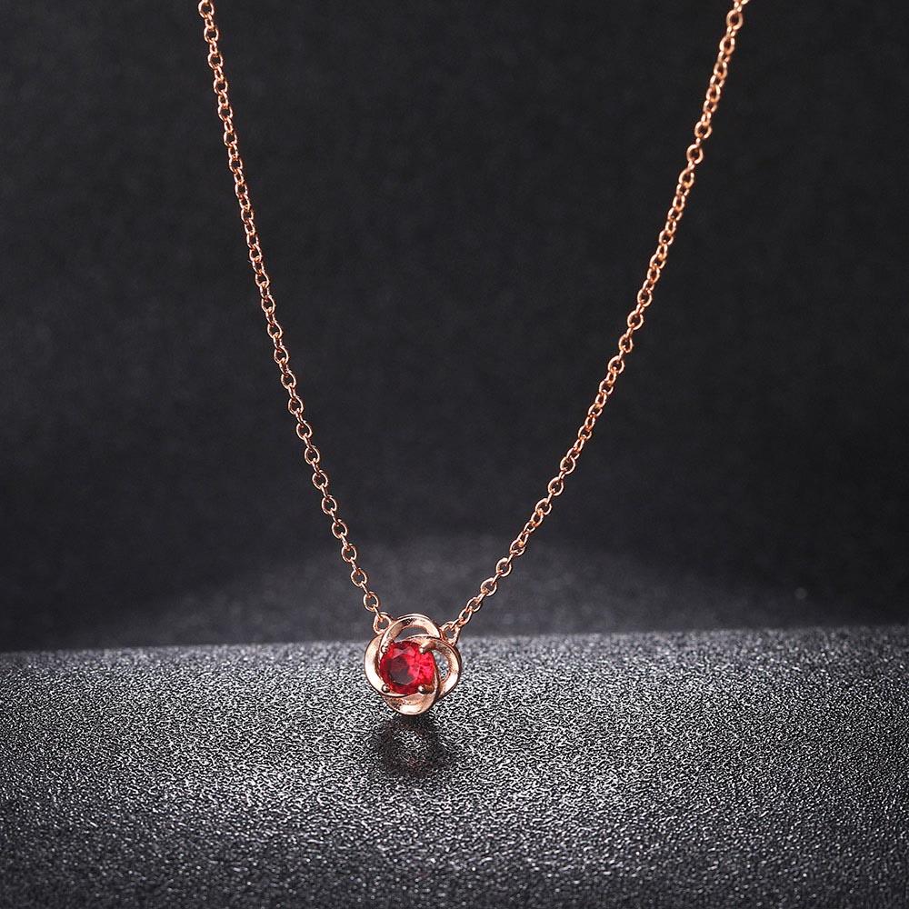 ZHOUYANG Rose Flower Pendant Necklaces For Women Girls Simple Red Zircon Rose Gold Color Birthday Gift  Fashion Jewelry N179