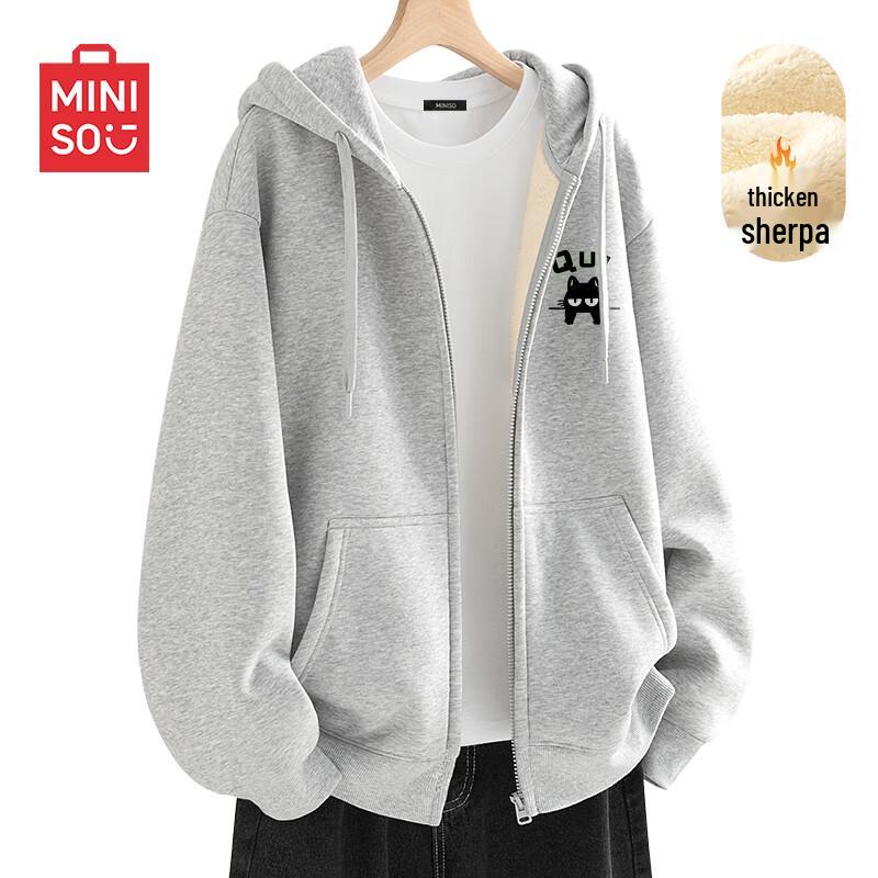MINISO Men s Warm Lamb Fleece Zip-Up Hoodie 4XL