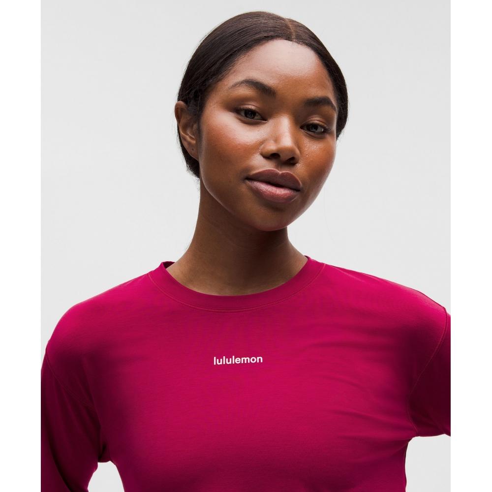 Lululemon Jersey Training Long Sleeve Shirt  Wordmark Berry Rumble