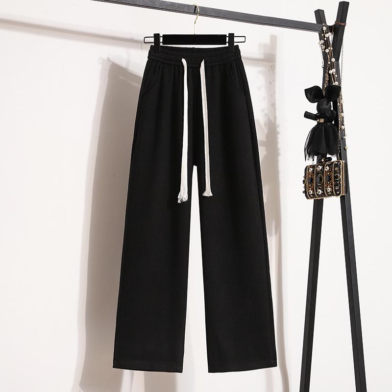 DIMANAF Plus Size Women Long Pants Thick Knitted Loose Casual Elastic Waist Lady Winter Autumn 2025