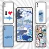 Cute Cartoon Blue Shark Phone Case For Samsung S 25,24,23,22,30,21,10,9,Ultra,Plus,Lite,FE,4,5 G Black Soft Case