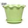 Flower Pot for Balcony Wavy Edge Planter with Saucer, Thickened Breathable Plastic Drainage Holes, Modern Plant Indoor Outdoor Plants Round
