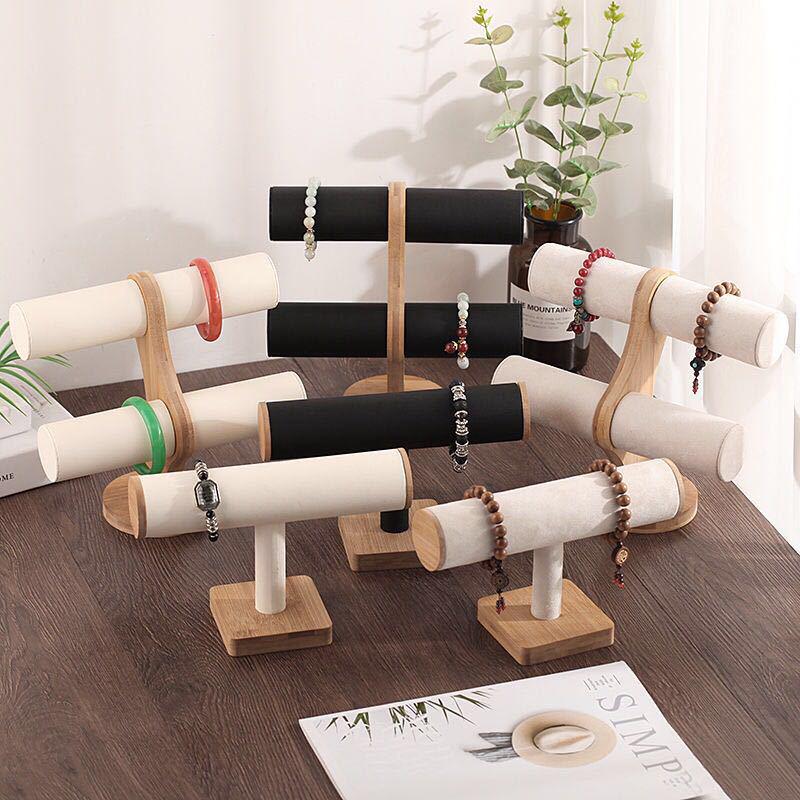

Bamboo & Wood Multi-Layer Jewelry Stand: Bangle, Bracelet, Watch, Bead, Hair Tie & Headband Display