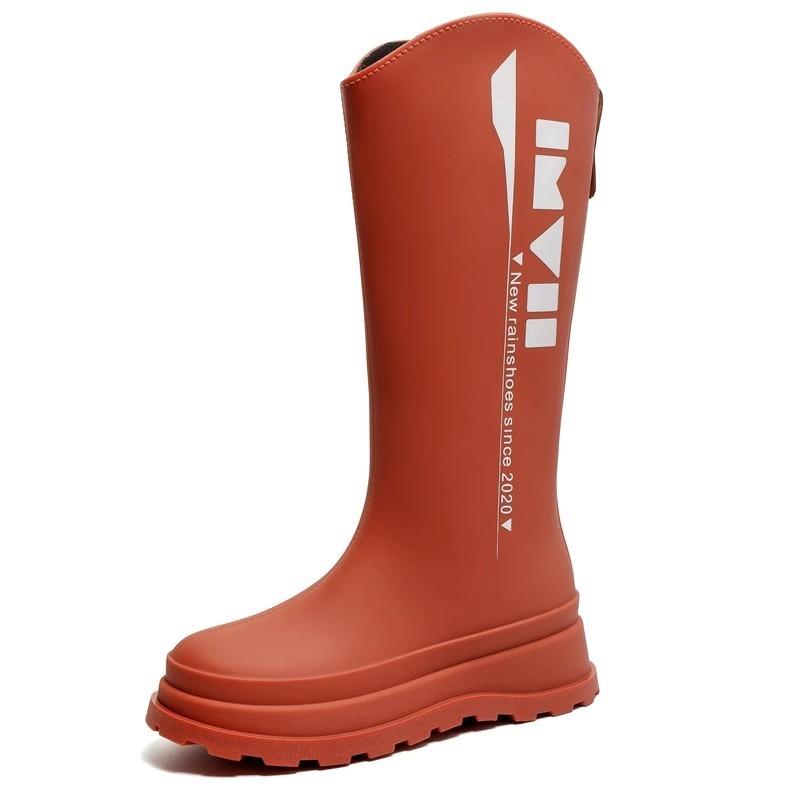 Tall women's rain boots fashionable outer rain shoes women's velvet thermal rubber shoes kitchen non-slip waterproof thick-soled water shoes