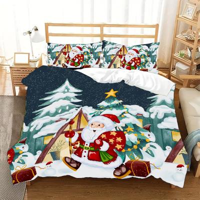 Three-Piece Quilt Cover Christmas Series 3D Digital Printing Bedding