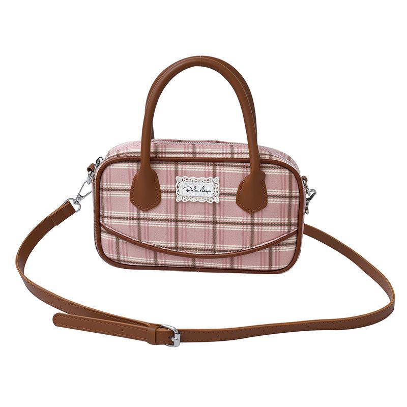 Koreanische Version Mode Handtasche kleine Tasche Damen 2025 neue Leinwand kariert kleine quadratische Tasche Schulter Umhängetasche