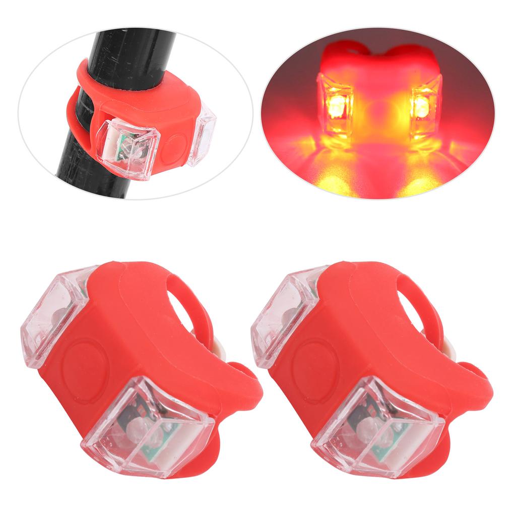 2pcs LED Bicycle Light Front Tail Safety Warning Colorful Lamp 3 Lighting Modes Waterproof Cycling EquipmentRed