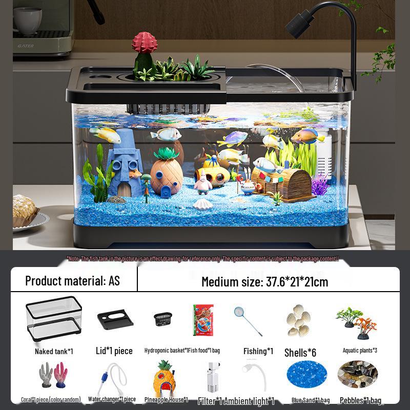 Acuario de Peces Betta de Alta Definición con Filtro y Oxigenador Integrados para Decoración de Sala de Estar