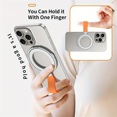 Magnetic Cell Phone Ring Holder 360 Rotation Finger Ring Grip Stand for MagSafe Cell Phone Grip Holder for iPhone 15/14 Series