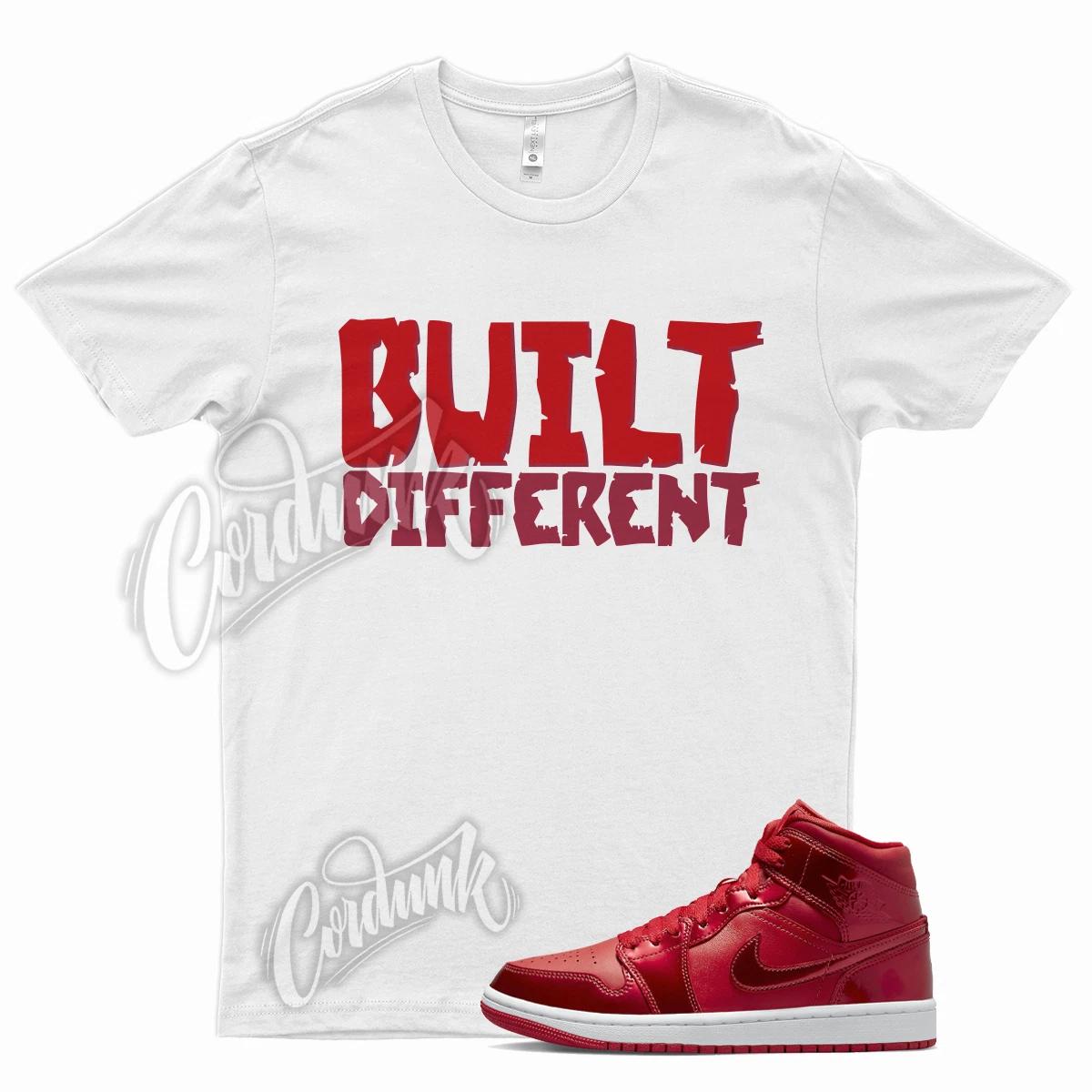 White BUILT T Shirt for Air J1 1 Mid SE Red Pomegranate University S