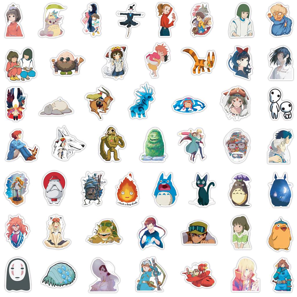 100Pcs Cartoon Bright Ghibli Hayao Miyazaki Stickers Totoro Elfs Decals For Phone Laptop Suitcase Notebook Waterproof Stickers