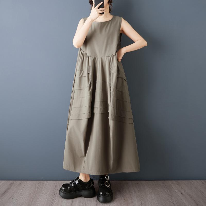 2026 Summer Korean Style Versatile Loose Slimming Plus Size Sleeveless Dress One Size