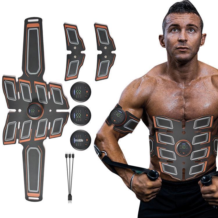 Rechargeable EMS Smart Abdominal Trainer with Digital Display - Muscle Stimulator & Massager Fitness Equipment.