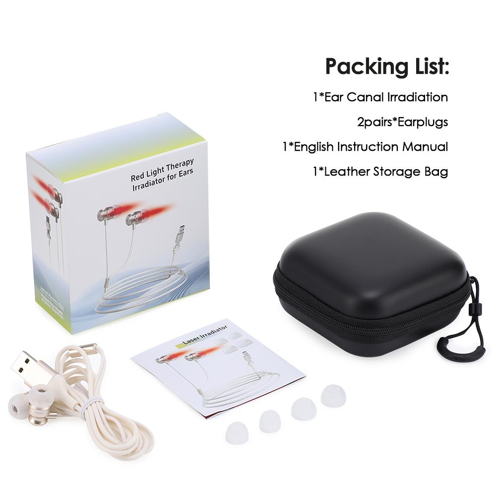 650nm Red Light Tinnitus Ear Laser Therapy Physiotherapy Treatment for Otitis Media Deafness LLLT Irradiation Earplug USB Type