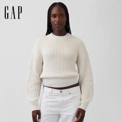 Women's 2026 Spring Pure Cotton Loose Round Neck Long Sleeve Knit Sweater