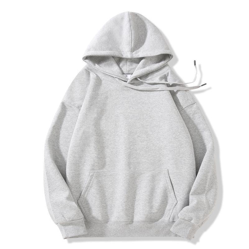 Unisex Long Sleeve Hooded Sweatshirt 350g Cotton Silk Blend Drop Shoulder Women's Blank Edition