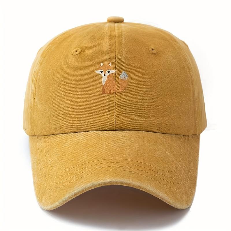 Cute fox pattern printed baseball cap for daily casual fashion, versatile city commuting hat, suitable for men and women