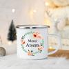 Merci Atsem In France Enamel Mugs Teacher's Day Drink Juice Coffee Dessert Cocoa Milk Handle Mug Festive Birthday Gifts