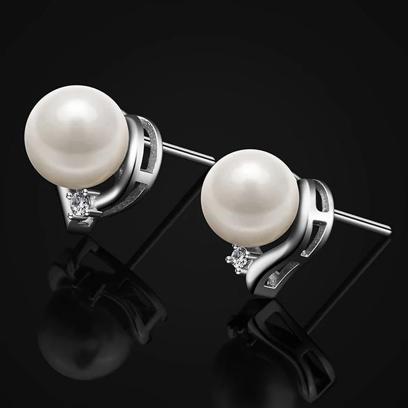 Huitan Delicate Imitation Pearl Stud Earrings Trendy Elegant Temperament Jewelry for Wedding Party Simple Accessories for Women