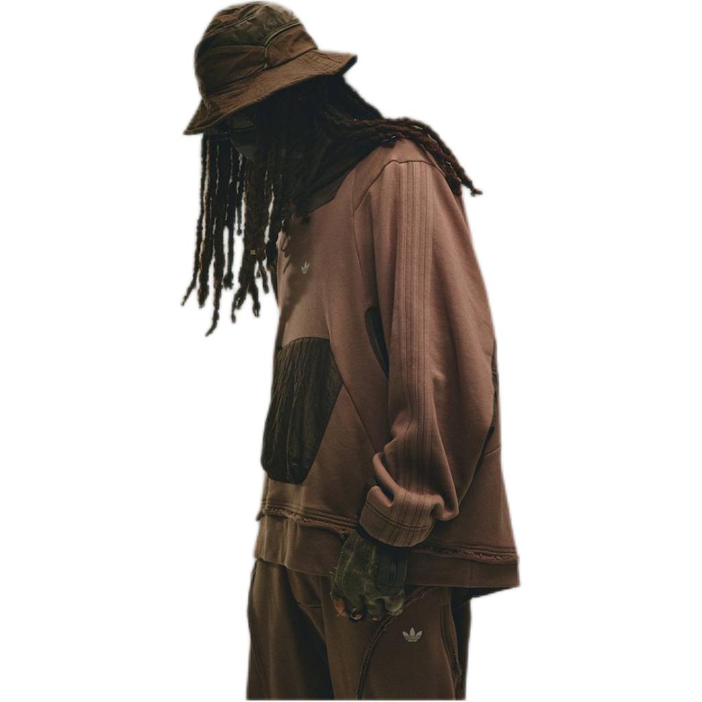 Adidas Originals X Hamcus Collaboration FW23 Color Block Logo Pocket Hoodie Unisex Hoodies Brown IX4341