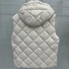 Autumn and Winter New Hooded Zipper Rhombus Lattice Webbing Slim and Thin Versatile Down Jacket Vest Vest Jacket