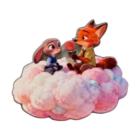 Drehbarer Fuchs Hase Kühlschrankmagnet Acryl Cartoon Filmfigur Tier Kühlschrankmagnet Heim Büro Küchendekoration Filmfans Geschenk