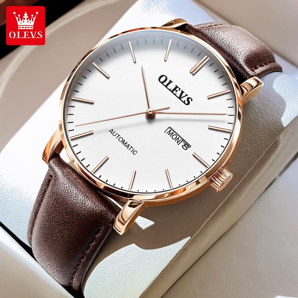 OLEVS Men's Watches Simple Casual Original Automatic Mechanical Wristwatch for Man Self-winding Movement Waterproof Luminous New