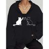Harajuku Women's Sweatshirts Long Sleeve Casual Jacket with Cat Prints Suitable for All Seasons Women Hoodie