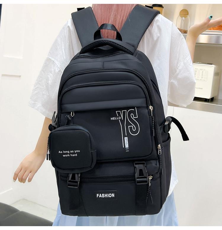 Korean-Style Color Block Backpack - Versatile, Fashionable, Large Capacity for Middle and High School Students