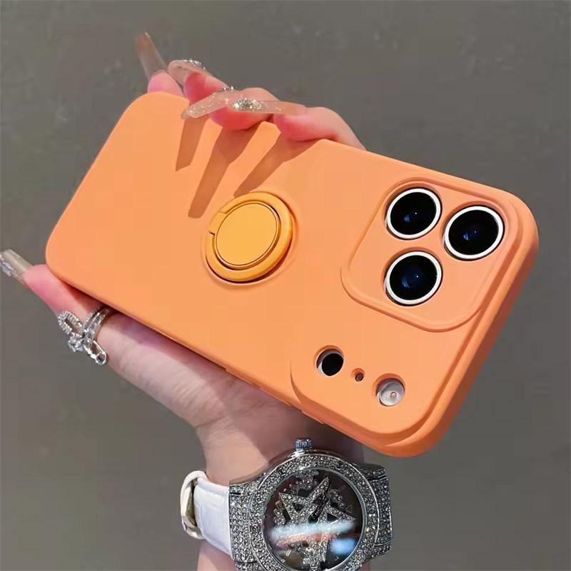 With Ring Holder Stand Shockproof Phone Case For iPhone 17 Air 16e 15 14 13 12 11 Pro Max Plus Xs XR Mini Matte Silicone Soft Back Cover