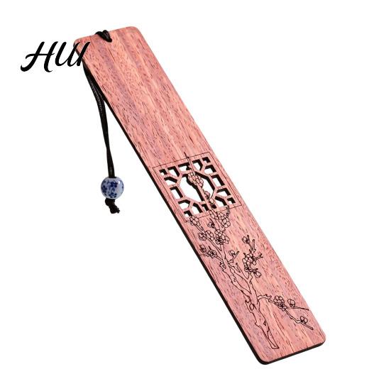 Book Page Holder Wooden Bookmarks, Handmade Hollow Wood Marker with Bead, Chinese Style Decorative Reading Accessory, Gift for Lovers, Teachers