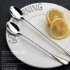 5/10pcs Stainless Steel Long Handle Ice Tea Spoon Coffee Spoon Ice Cream Stirring Spoon Household Kitchen Accessories