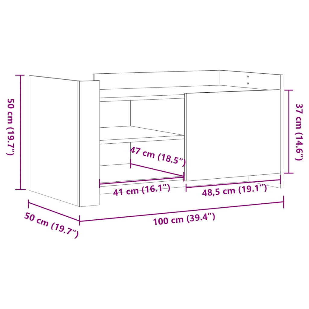 Coffee Table Sonoma Oak 100x50x50 cm Particleboard
