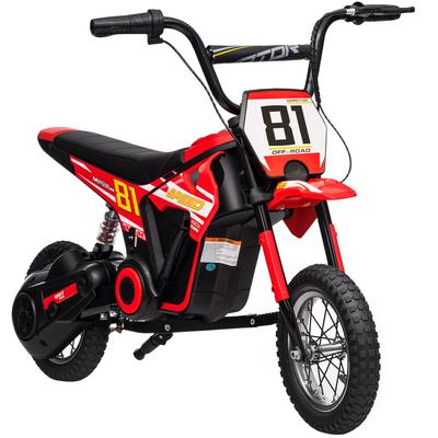 Children's Electric Motorcycle 24V, 250W Motor, Speed 6.4-16 Km/h, for Children 8-12 Years, Rear Suspension, Red