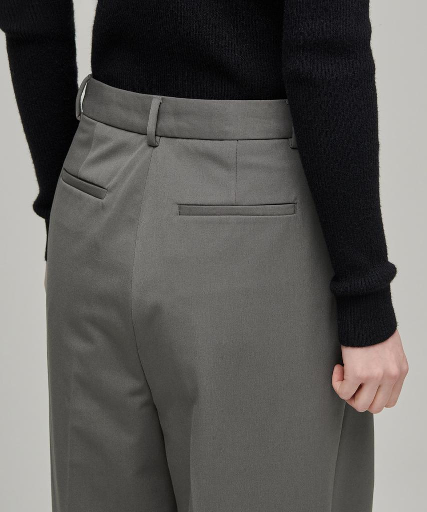 MUSINSA STANDARD WOMAN Women'S Heavyweight Fleece-Lined High-Waisted Wide Hidden Elastic Waist Slacks [Warm Gray]