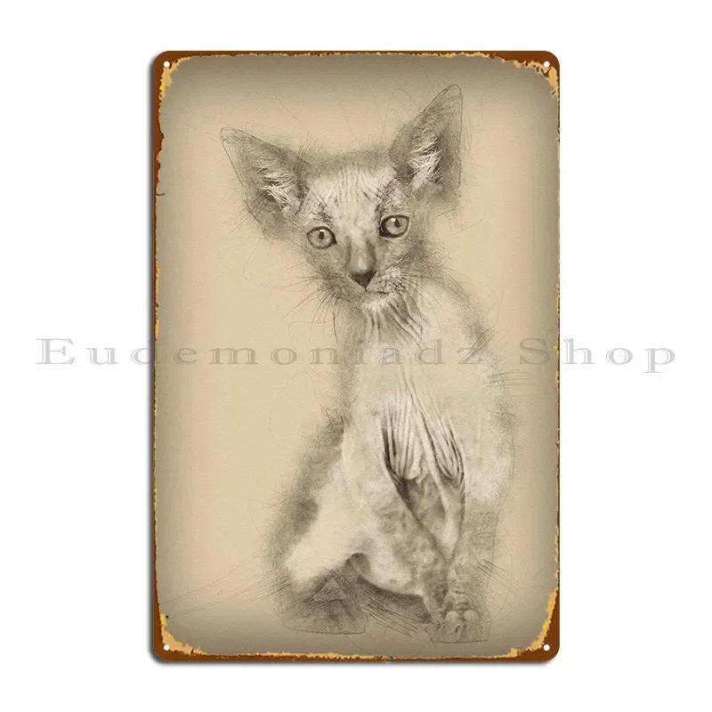 Kitten Lykoi Cat Weeks O Metal Plaque Retro Retro Garage Designing Classic Tin Sign Poster 20x30cm(7.8x11.8inch)