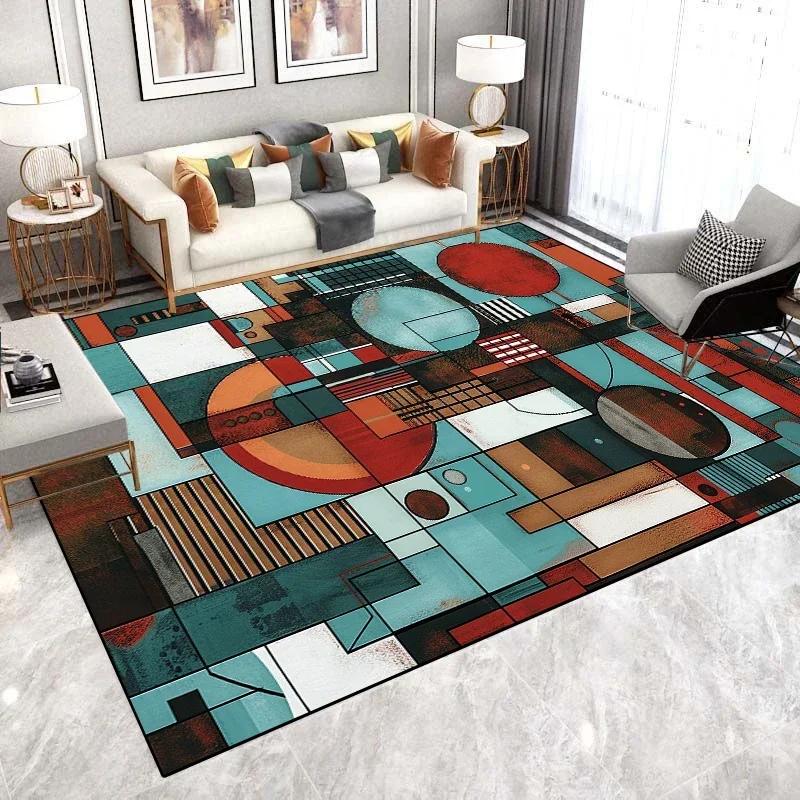 Teppiche im abstrakten Stil für Wohnzimmer Nordische leichte Luxusdekoration Leicht zu reinigende Teppiche Rutschfeste Sofa-Bereich Schlafzimmer Bodenmatten