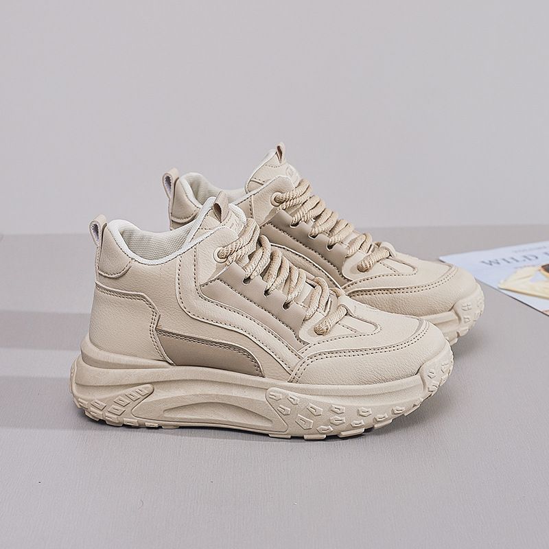 Autumn High Top Chunky Sneakers for Women Korean Running Shoes with Height Increasing Design Students Comfortable Footwear
