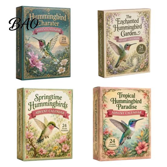 Feiertags-Countdown-Kalender 2026 Kolibri Adventskalender, 24-teiliges Acryl-Schmuckset mit Vogel-Figur, Countdown für Kinder-Weihnachtsgeschenke, Baumbehang