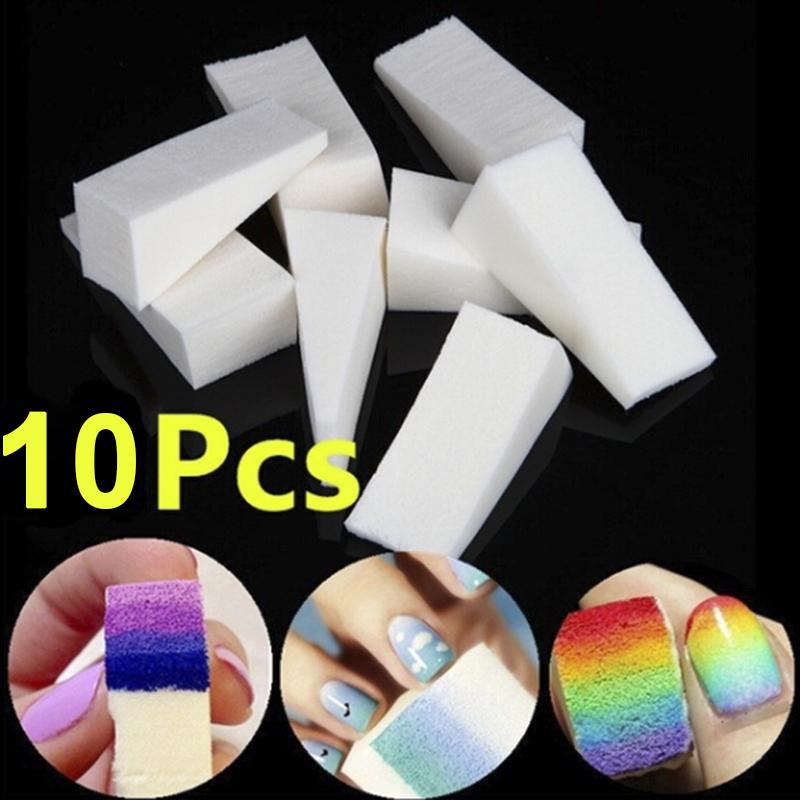 10 ks Nail Art Houbičky na razítkování s přechodem barev Gel Trojúhelníkové nástroje pro barvení