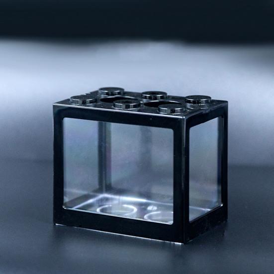 Mini Betta Fish Tank Stackable Building Block Tiny Aquarium Fish Bowl Clear Visible Rectangular Small Shrimp Fish Cube Tank Decoration