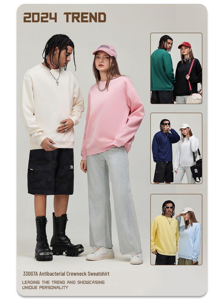 Ciężka Męska Bluza z Kapturem Casual Luźna 330G - Jednolity Kolor Amerykański Trend, Kolekcja Jesień/Zima