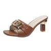 Summer Women's Slippers Sandals Golden Metal Chain Ladies Casual Slides Mules Indoor Shoes 36-43