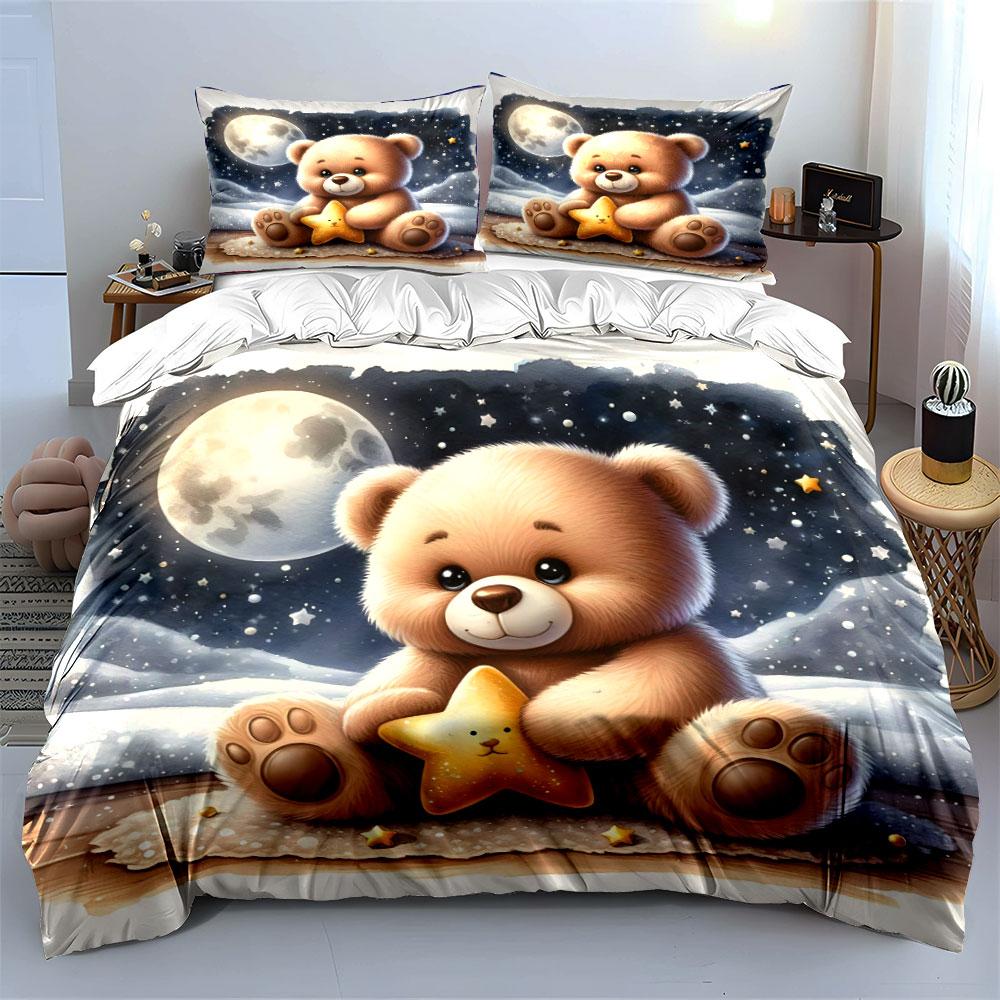 Bear, star, moon, stars. Bedding sets Duvet cover sets Duvet covers Pillowcases(1*Duvet Cover 2*Pillowcases without duvet insert)