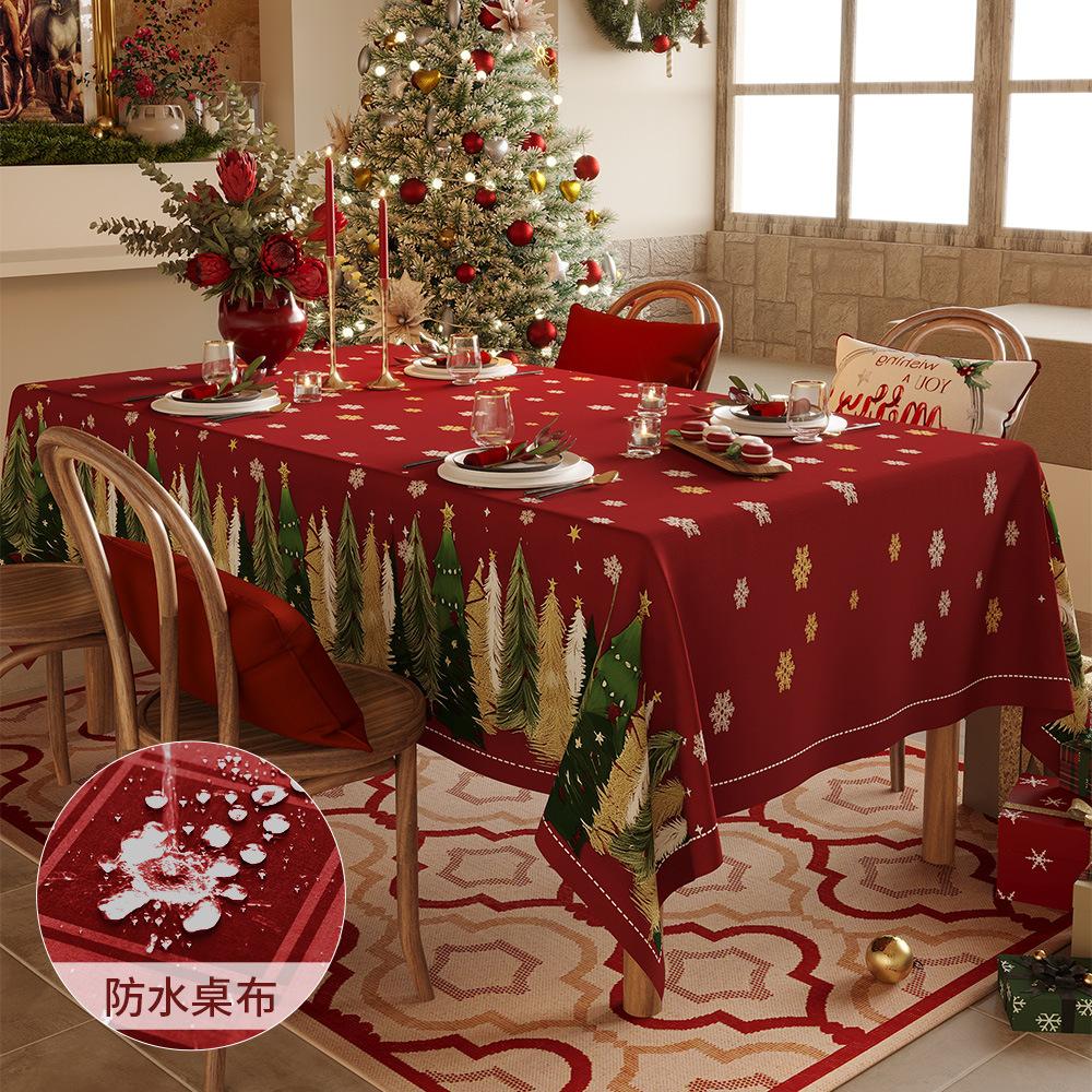 Christmas Waterproof Tablecloth Atmosphere Decorative Dining Table Cloth Dining Table Photo Background Cloth Stall Dirt-Resistant Cloth