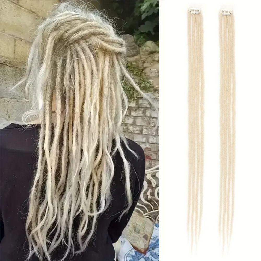 2Pcs Ombre Synthetic Hair with Hair Clip Hippie Dreads Hairpiece for Hip Hop and Music Festivals