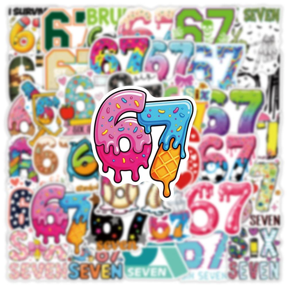 50PCS Graffiti Stickers Internet Popular Numbers Six Seven Decals Decor Phone Stationery Sticker DIY Memes 67 Entertaining Play Safe Kid Friendly Fun