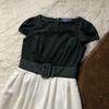 Used M's Gracie Different Materials with Belt Docking Summer Dress White Black 38