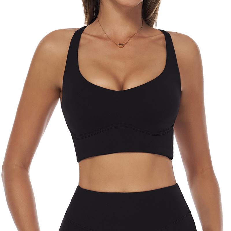 

Brushed Cross-Back Yoga Bra - Thin Strap, Quick-Drying Fitness Vest 7025 Small