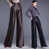 Pantalons larges taille haute en cuir d'agneau véritable pour femme Haining 2025